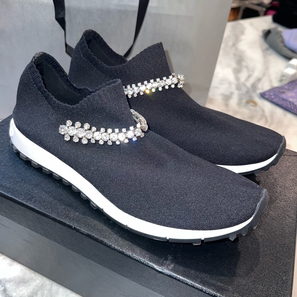 COPY - Jimmy Choo Verona Knit trainers with crystal detailing